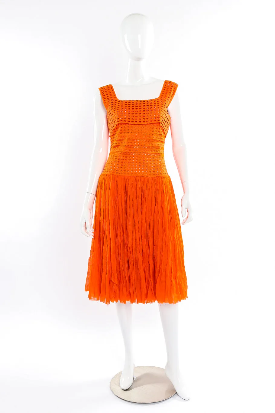 Jersey Mesh Pleated Dress
