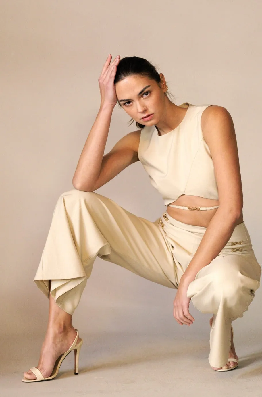 Jessica Beige Crop Top