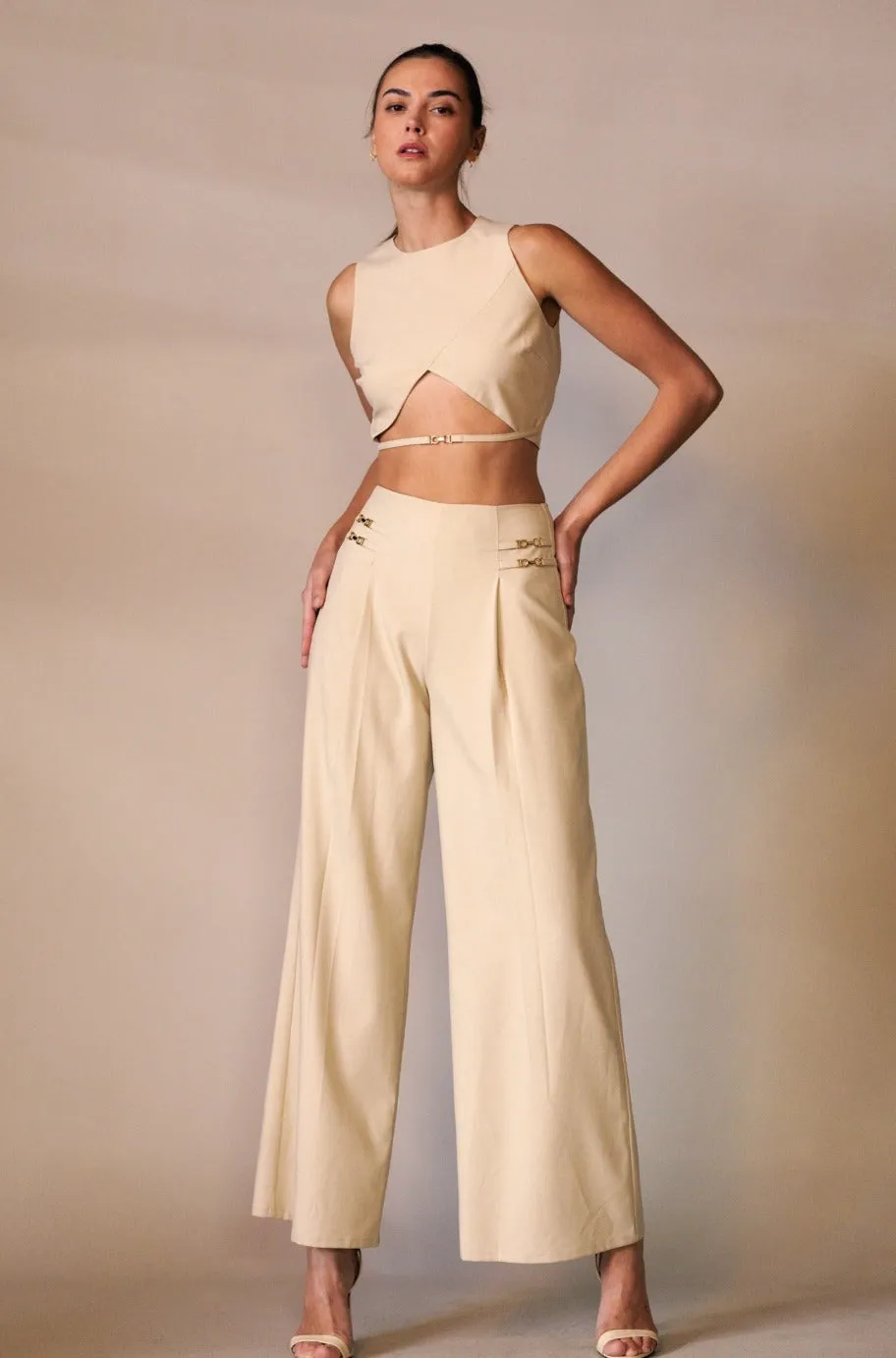 Jessica Beige Crop Top