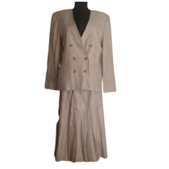 JH Collectibles 6 skirt 8 jacket suit pink gray plaid Lined 2 pcs Blazer Flaw