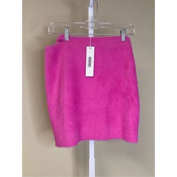 Jonathan Simkhai NWT Paytra Fuzzy Knit Skirt in Hot Pink Size M