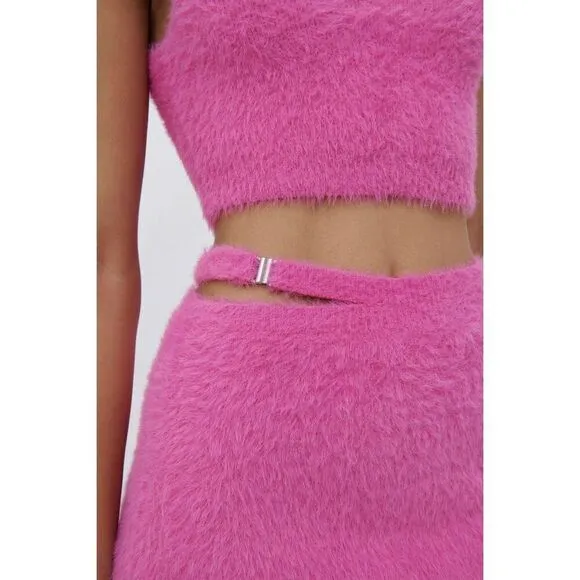 Jonathan Simkhai NWT Paytra Fuzzy Knit Skirt in Hot Pink Size M