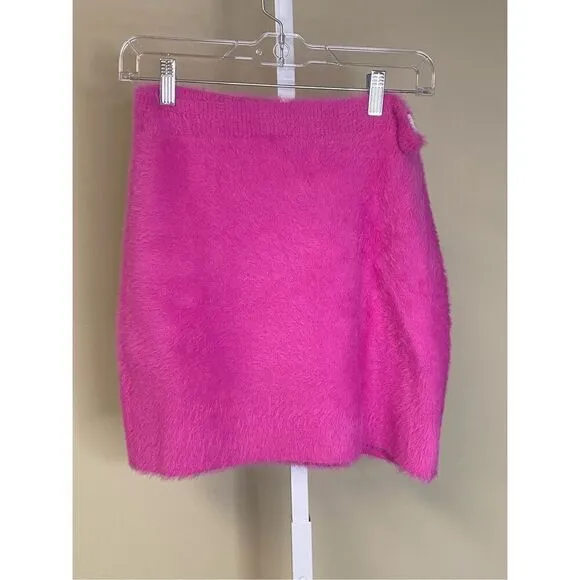 Jonathan Simkhai NWT Paytra Fuzzy Knit Skirt in Hot Pink Size M