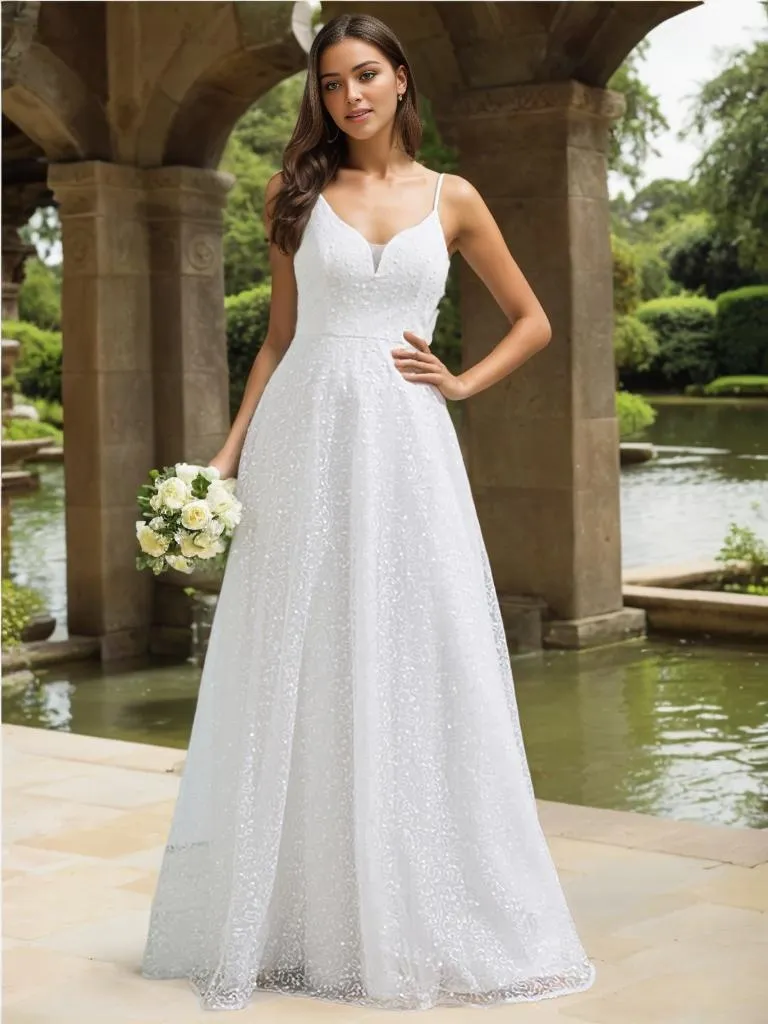 Jordie ivory sequin A-line dress with thin straps