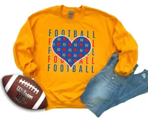 Kansas Football Heart Repeat Gold Sweatshirt