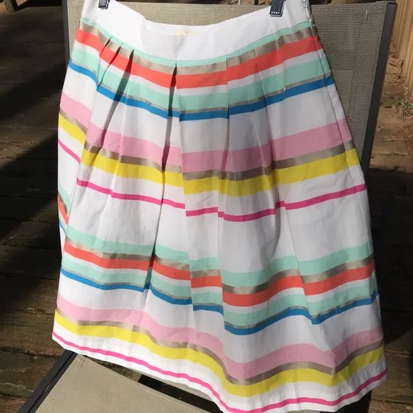 Kate Spade Ribbon Cape Rainbow Stripe Skirt