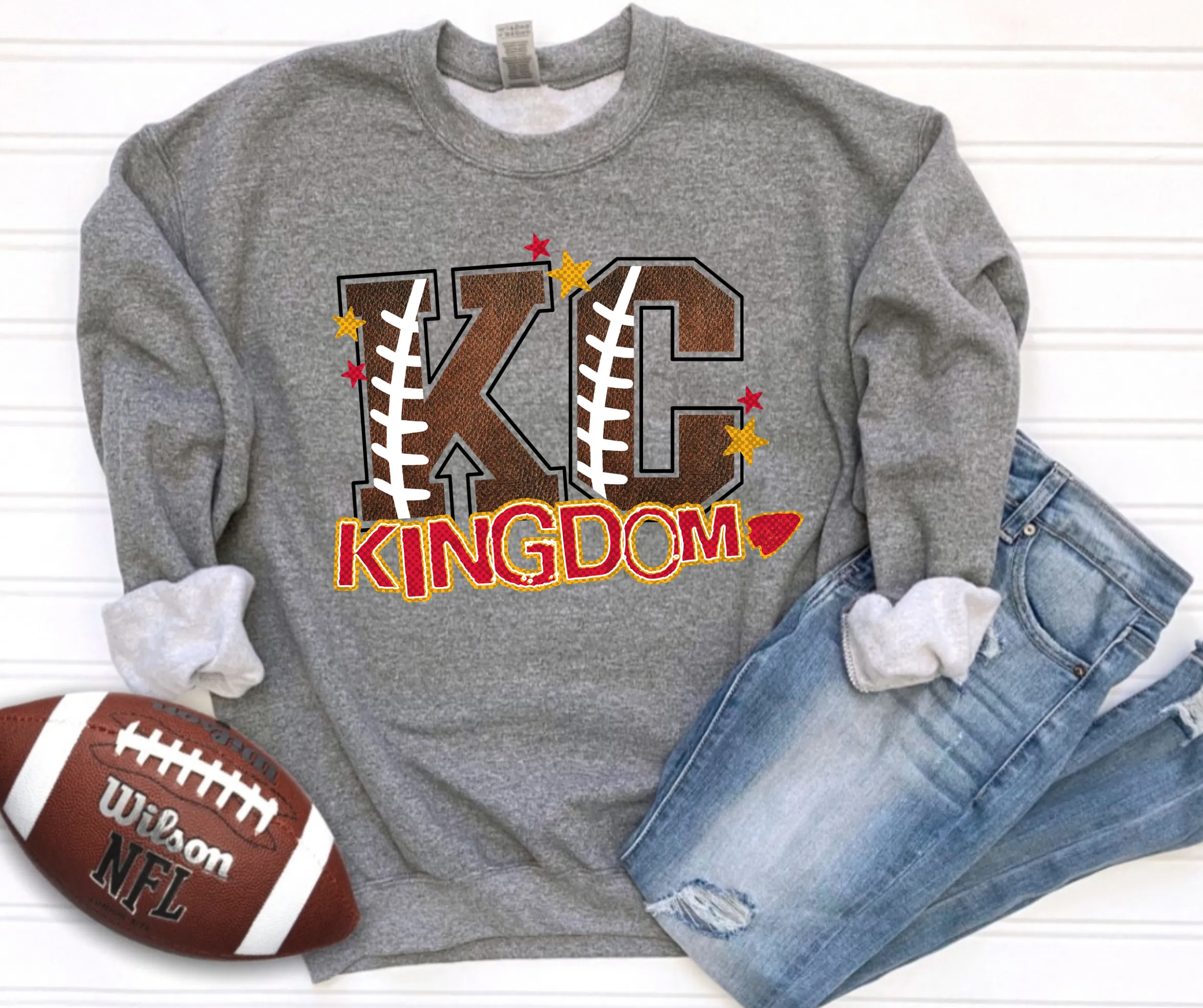 KC Kingdom Football Letters Grey Sweatshirt