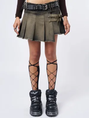 KENDRA WASHED PLEATED MINI SKIRT