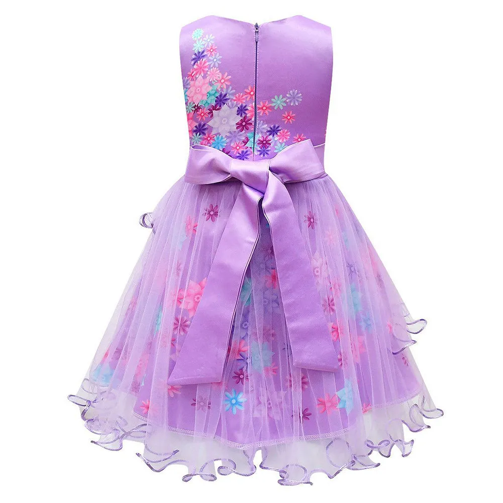 Kids Girls Encanto Tutu Summer Sleeveless Mesh Dress Halloween Carnival Suit