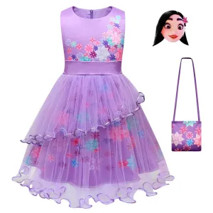 Kids Girls Encanto Tutu Summer Sleeveless Mesh Dress Halloween Carnival Suit