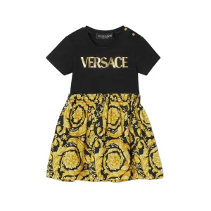 KIDS VERSACE BABY BAROCCO T-SHIRT DRESS BLACK/GOLD