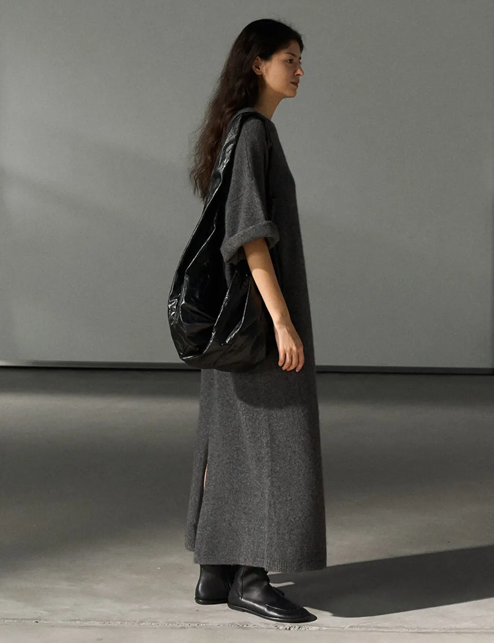 Knit Wool Maxi T-shirt Dress