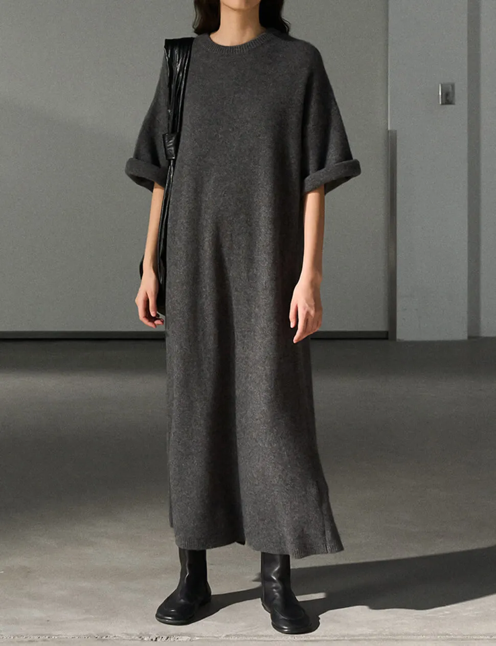 Knit Wool Maxi T-shirt Dress