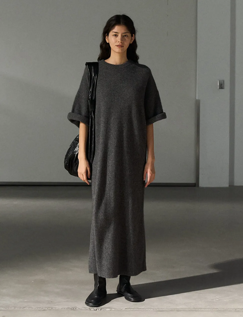 Knit Wool Maxi T-shirt Dress