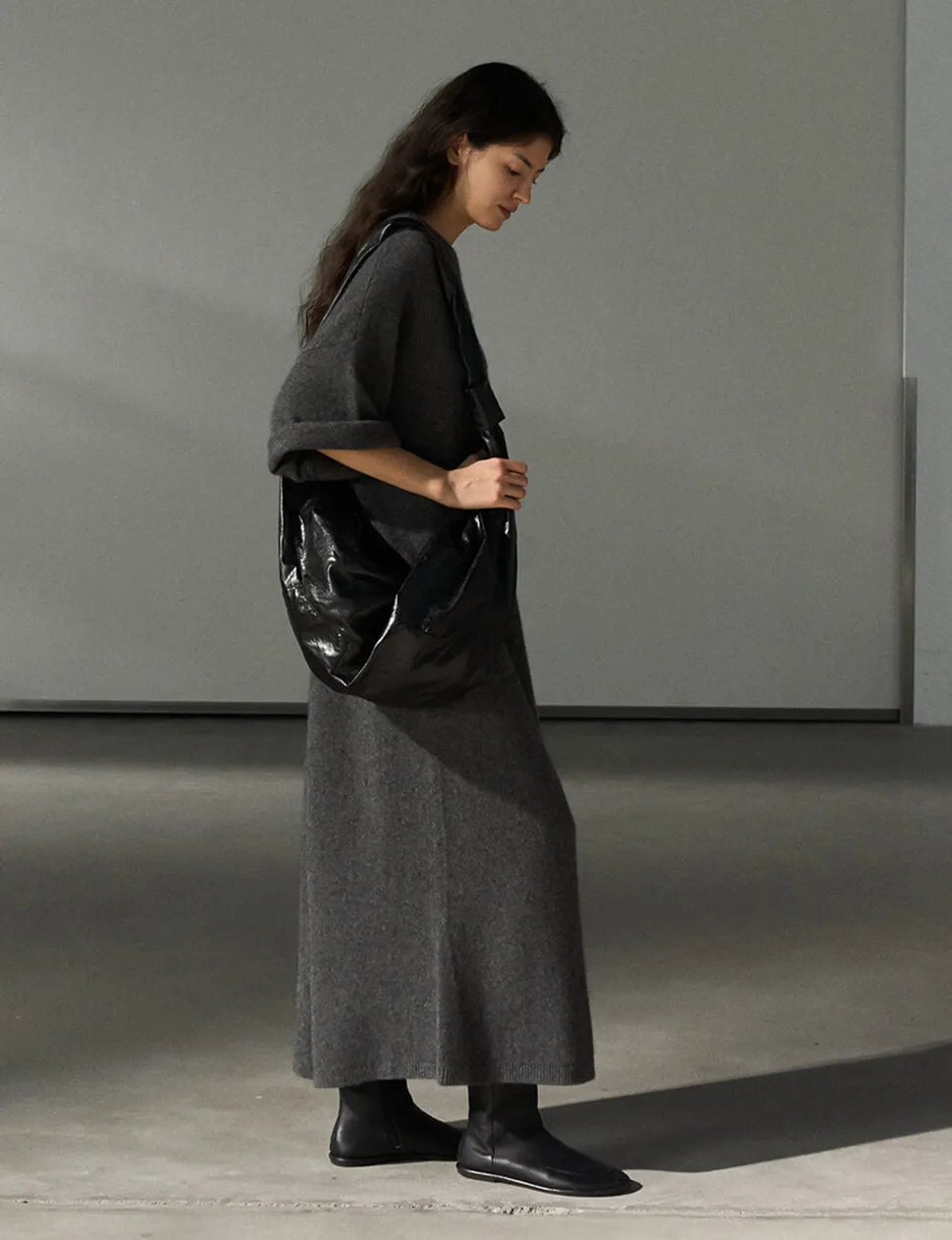 Knit Wool Maxi T-shirt Dress