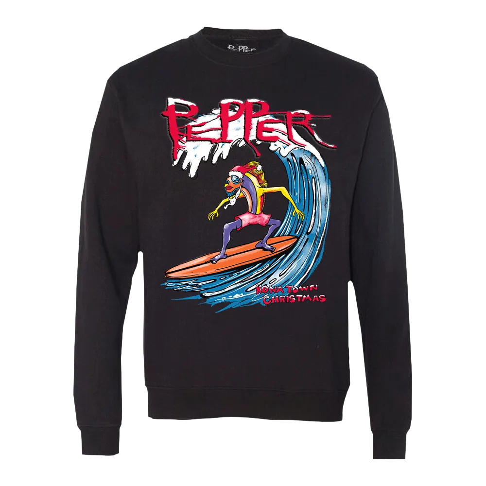 Konatown Christmas Black Crewneck