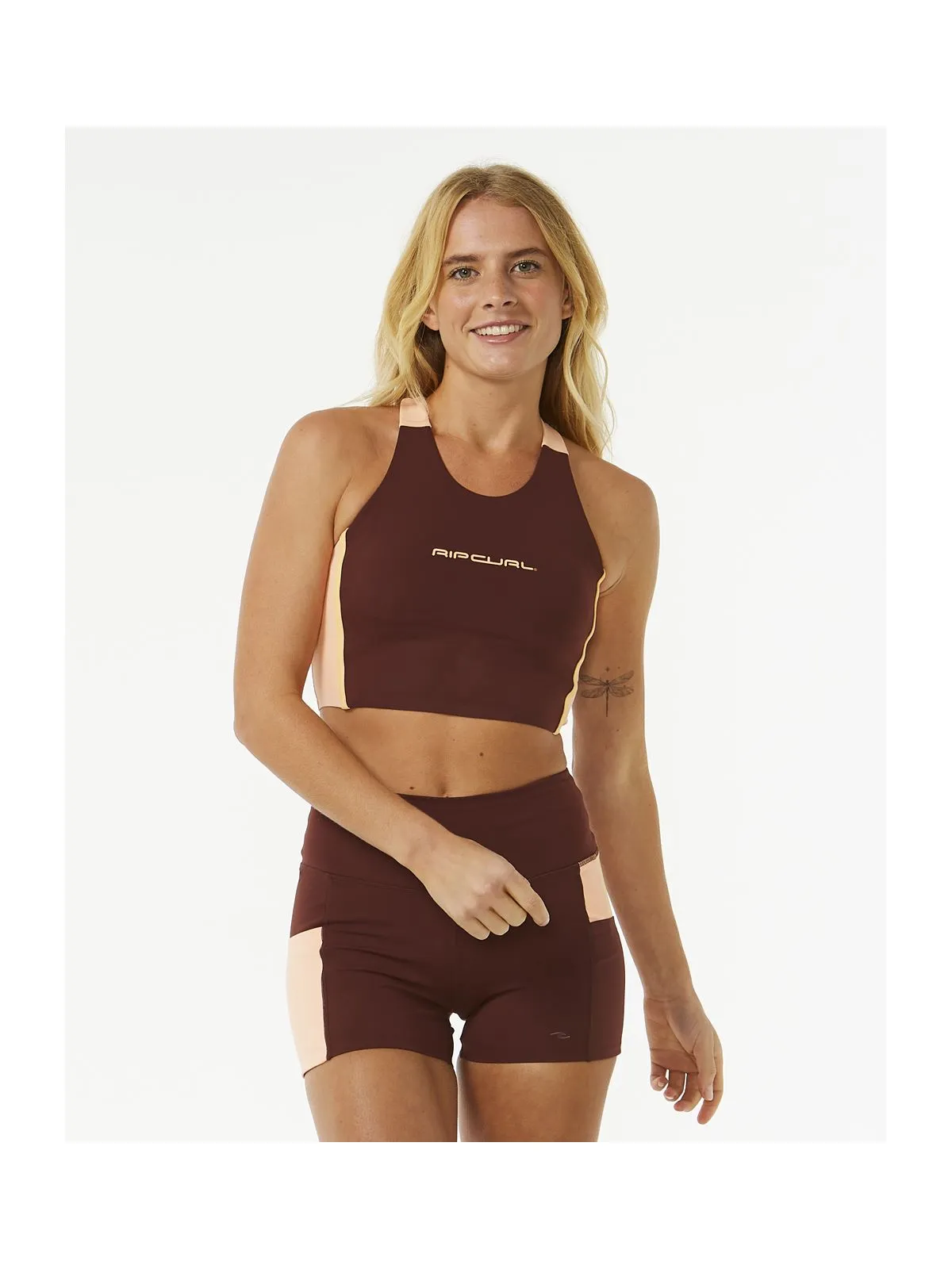 Koszulka RIP CURL Rss Revival Crop brązowy