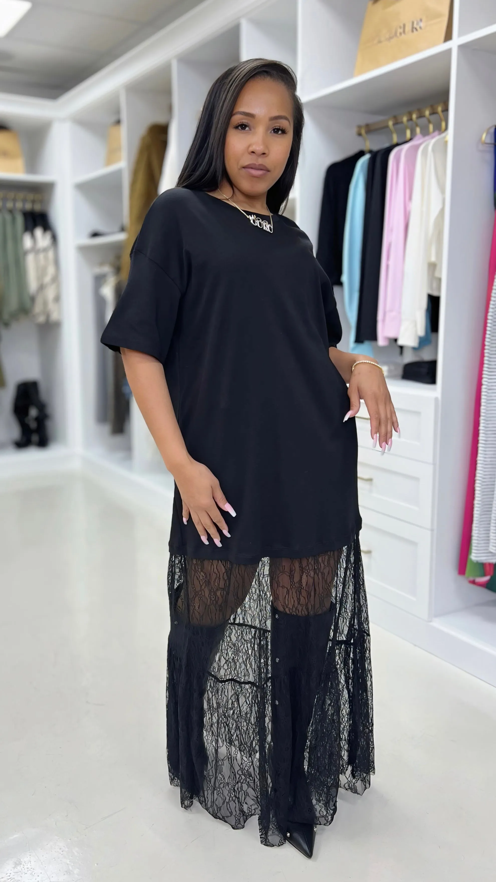 Lace T-shirt Dress