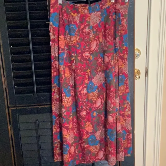 LAURA ASHLEY FLORAL SKIRT AND AQUA BLOUSE SET 14 &amp; 12-18MO MATCH