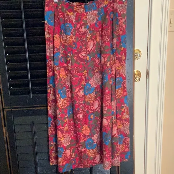 LAURA ASHLEY FLORAL SKIRT AND AQUA BLOUSE SET 14 &amp; 12-18MO MATCH