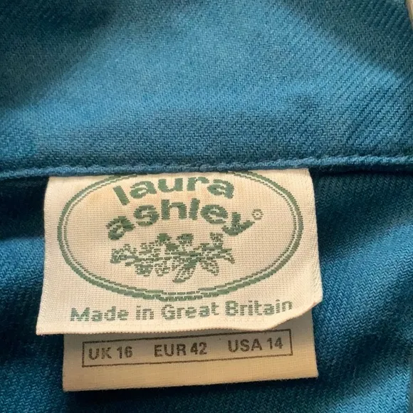 LAURA ASHLEY FLORAL SKIRT AND AQUA BLOUSE SET 14 &amp; 12-18MO MATCH