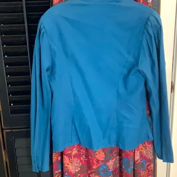 LAURA ASHLEY FLORAL SKIRT AND AQUA BLOUSE SET 14 &amp; 12-18MO MATCH