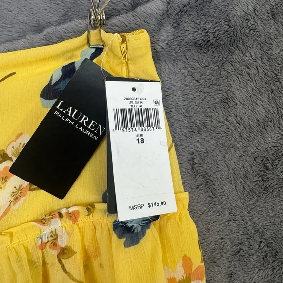 Lauren Ralph Lauren Floral Ruffle-Trim Georgette A-Line Mini Skirt Size 18