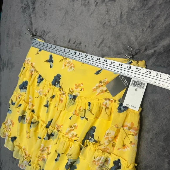 Lauren Ralph Lauren Floral Ruffle-Trim Georgette A-Line Mini Skirt Size 18
