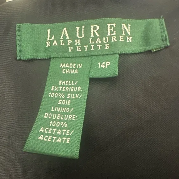 Lauren Ralph Lauren Silk Geometric Print Pleated Skirt Size 14 Petite Satin NWT