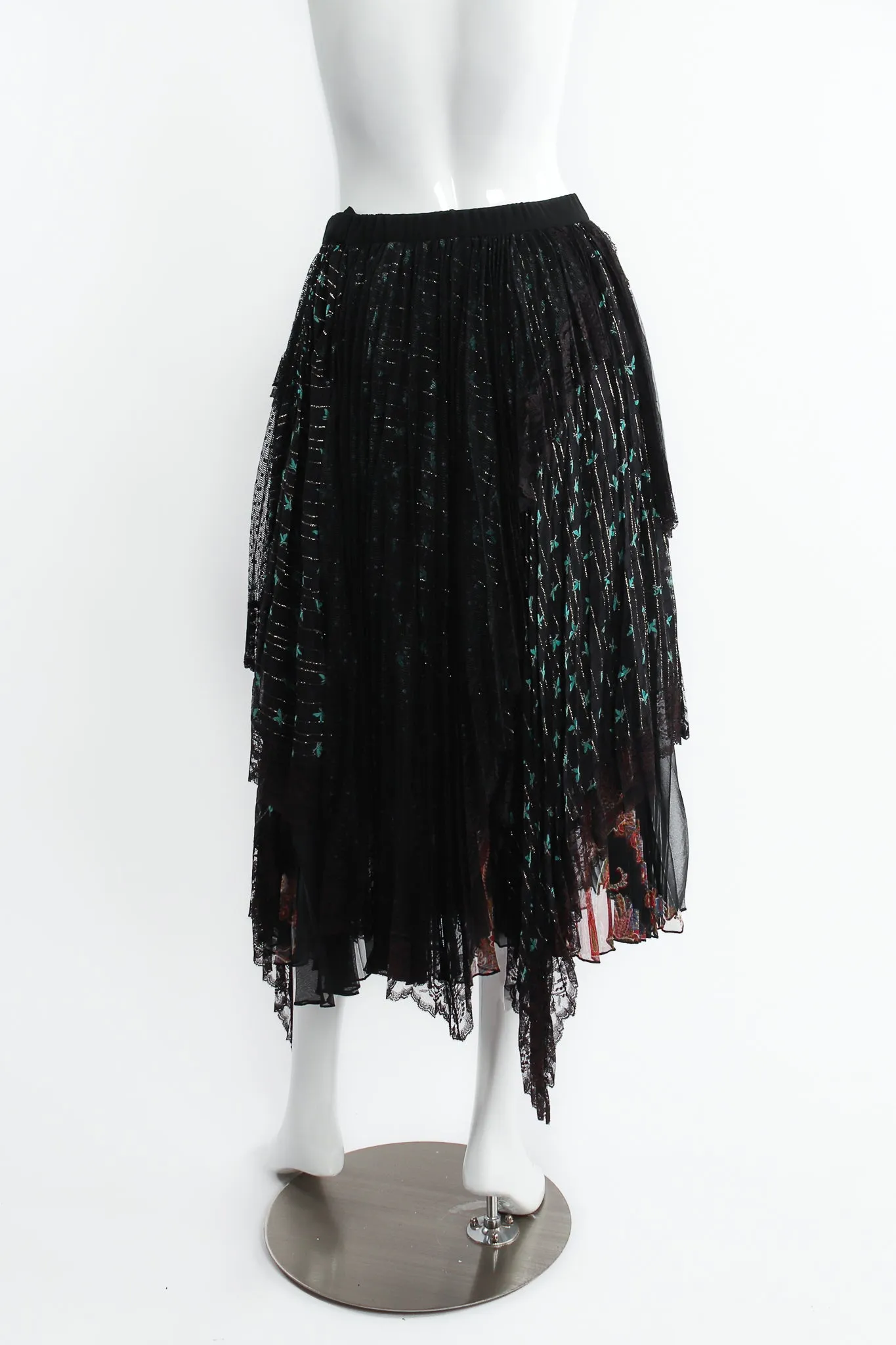Layered Mesh Lace Pleated Skirt