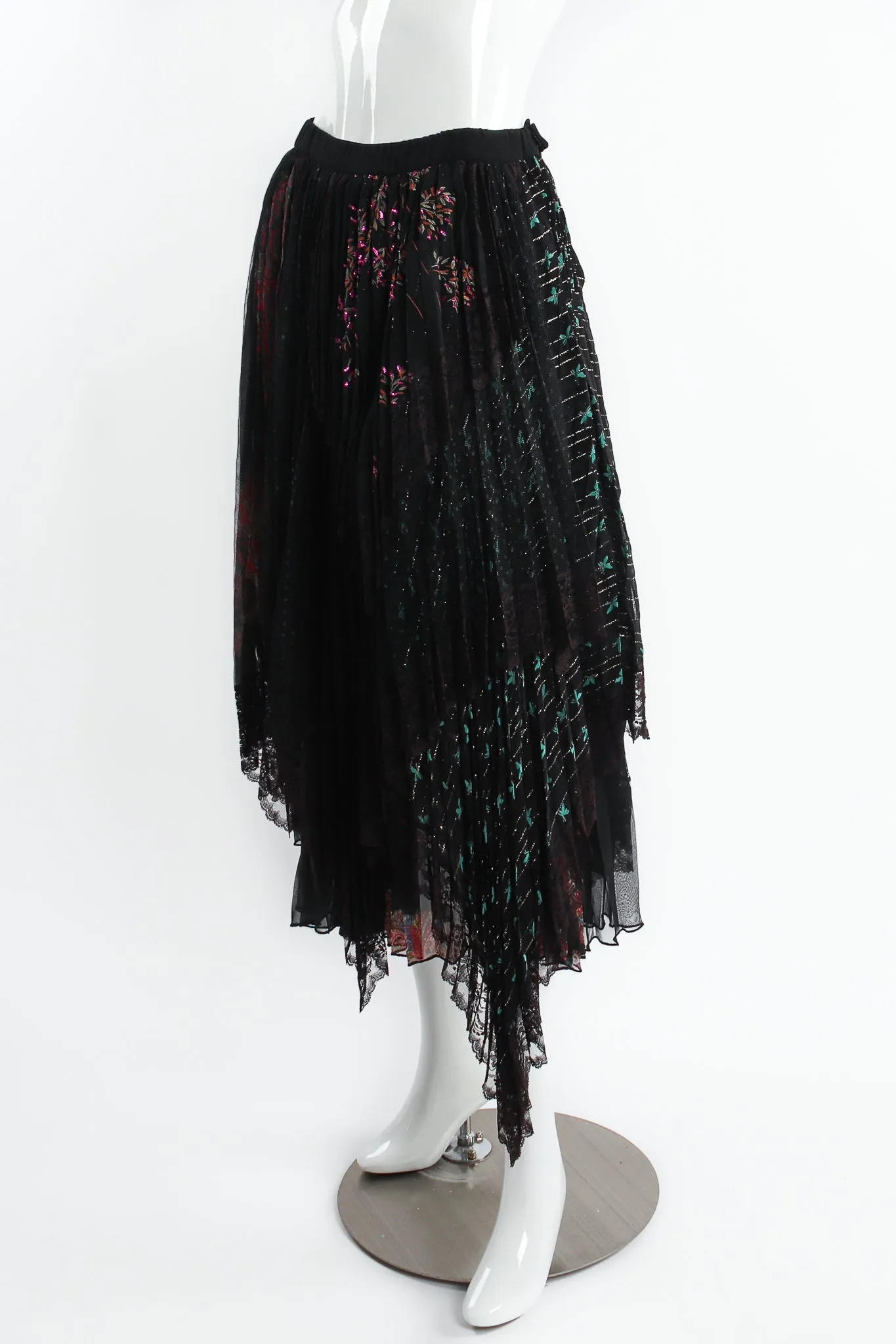Layered Mesh Lace Pleated Skirt