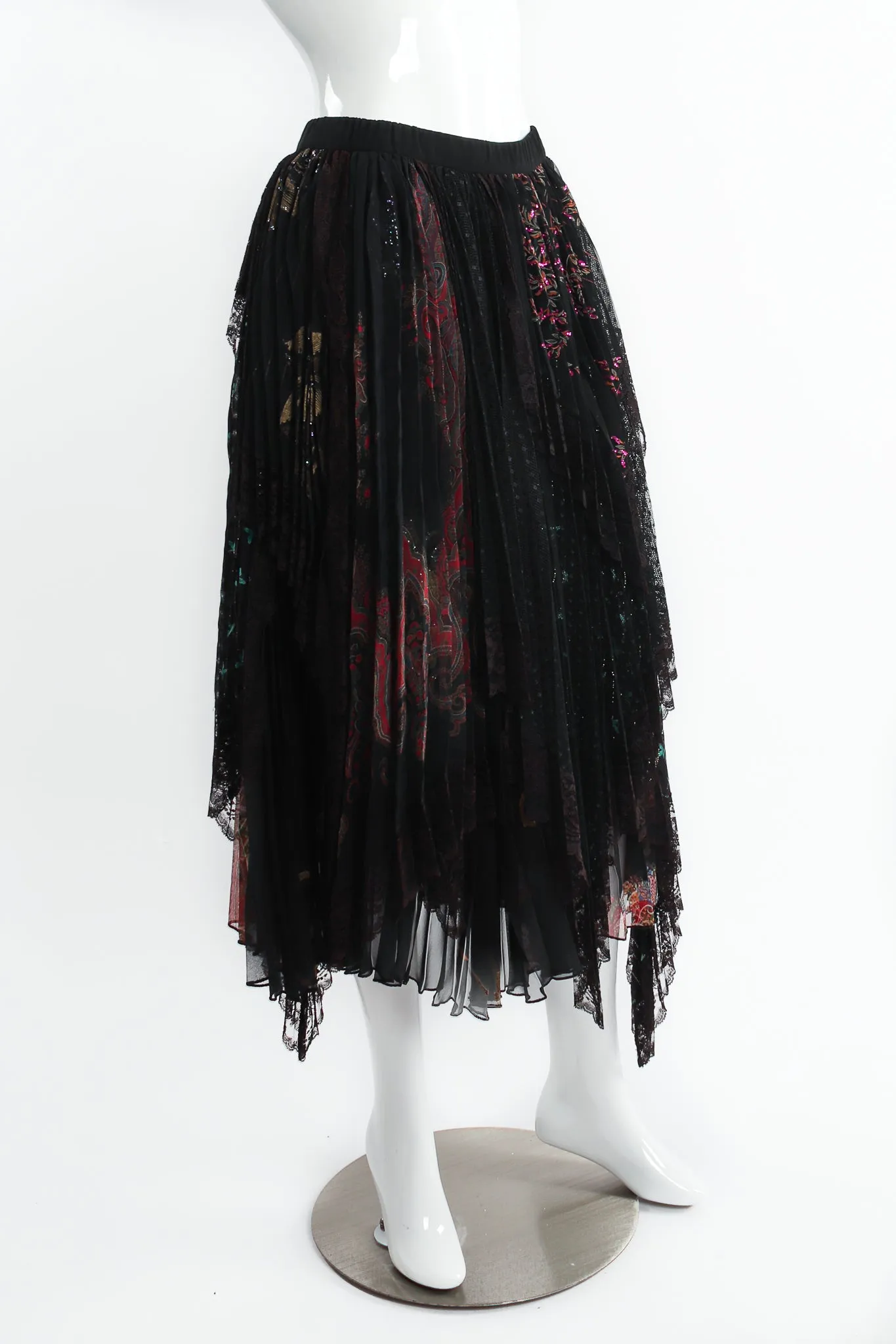 Layered Mesh Lace Pleated Skirt
