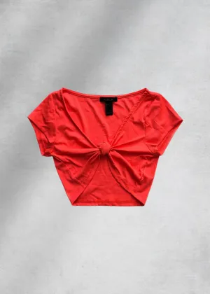 Leah Knotted Crop Top - Neon Pink