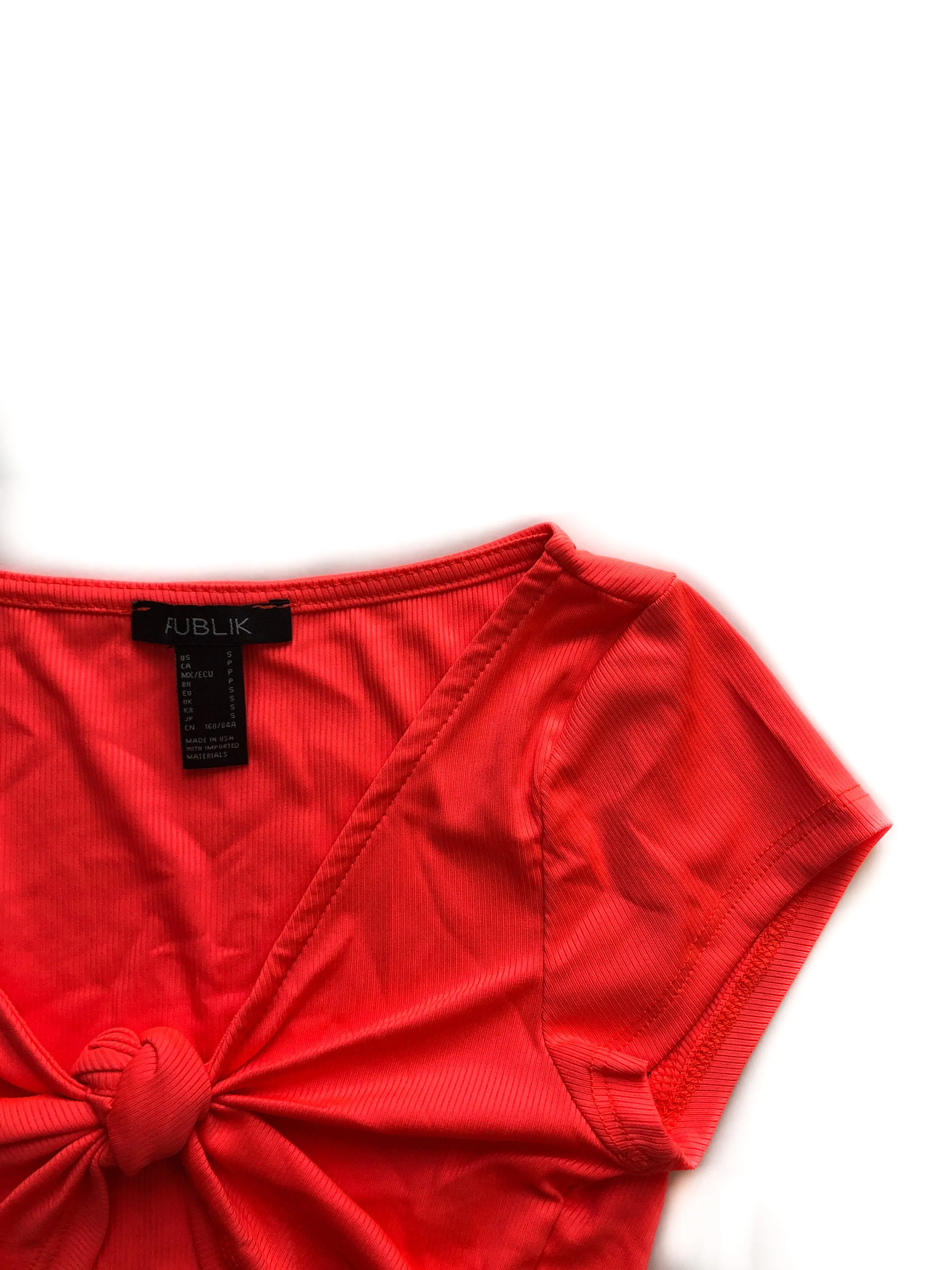 Leah Knotted Crop Top - Neon Pink