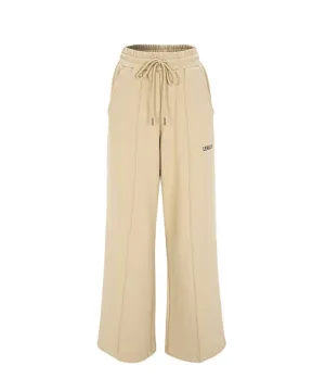 LENUCU Women's Wide Sweat Pants - Beige