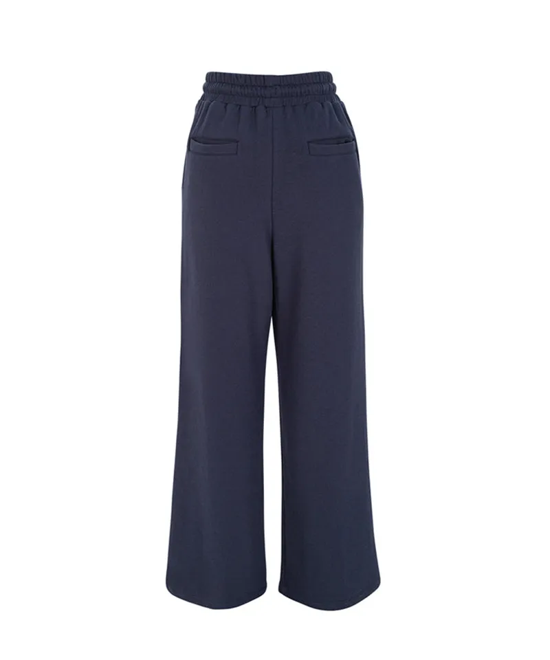 LENUCU Women's Wide Sweat Pants - Navy