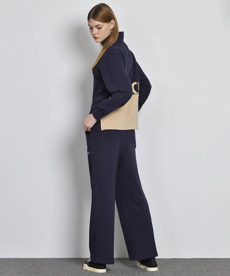 LENUCU Women's Wide Sweat Pants - Navy