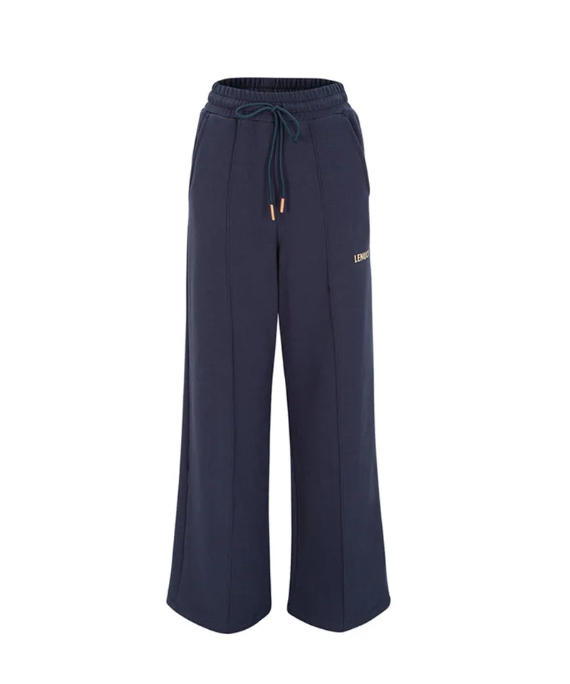 LENUCU Women's Wide Sweat Pants - Navy