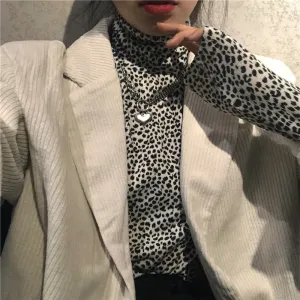 Leopard print long sleeve T-shirt KF81769