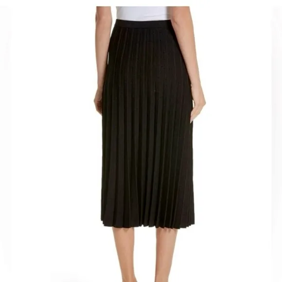 Lewit Metallic Black Pleated Knit Skirt