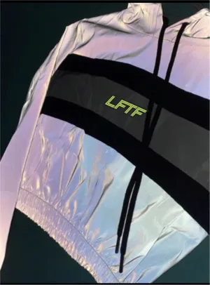 LFTF Grey Reflective ColorBlock Crop Hoodie