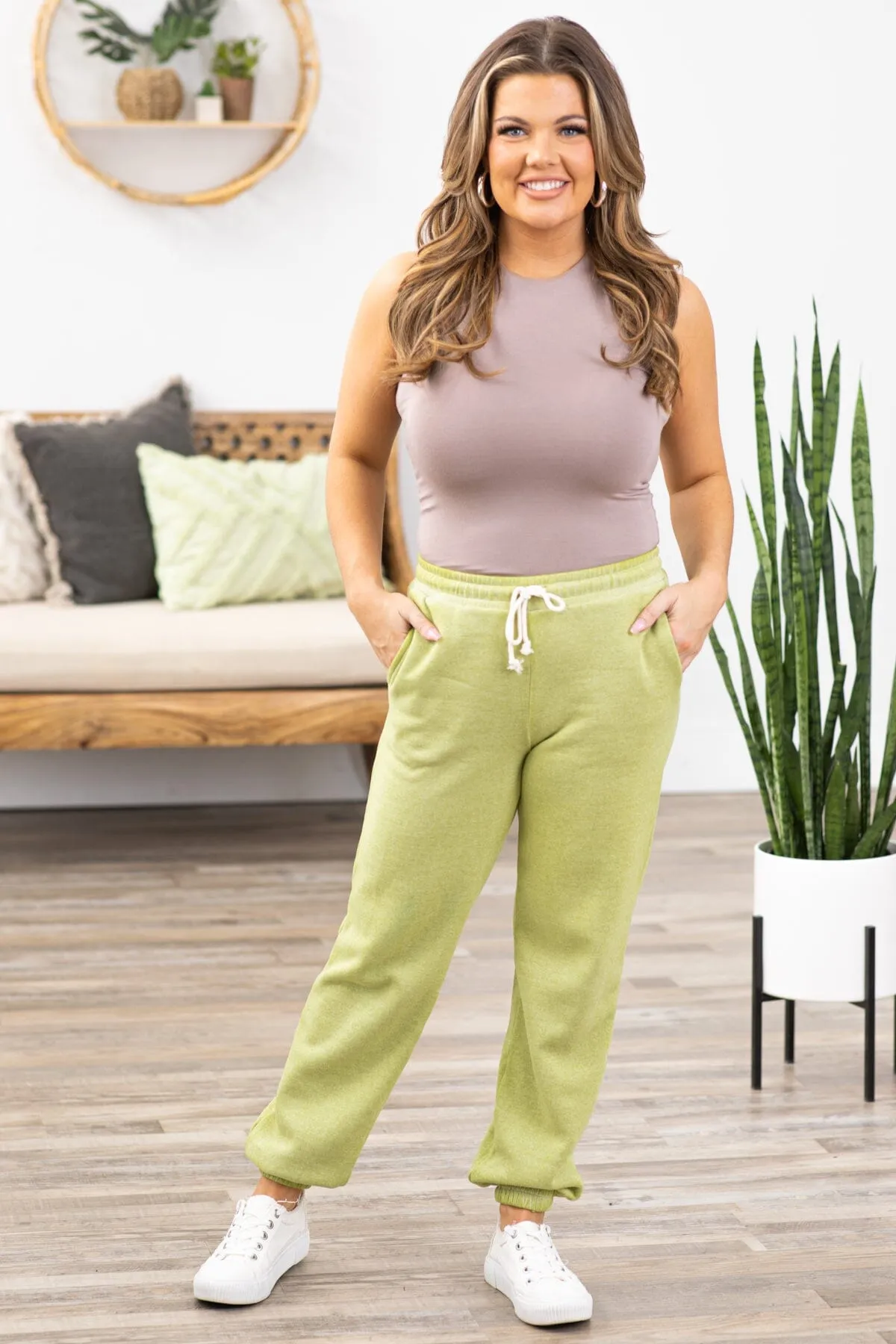 Light Olive Pigment Dyed Jogger Sweatpants