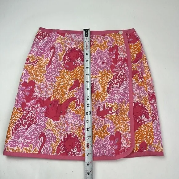 Lilly Pulitzer Reversible Mini Skirt Pink Yellow Monkey Elephant petite