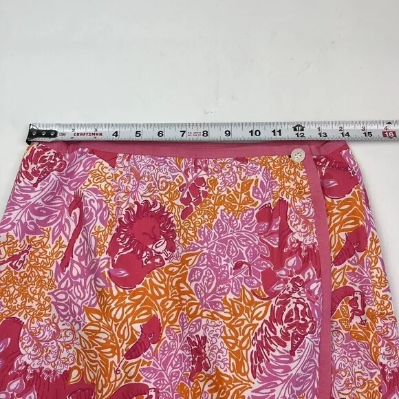 Lilly Pulitzer Reversible Mini Skirt Pink Yellow Monkey Elephant petite