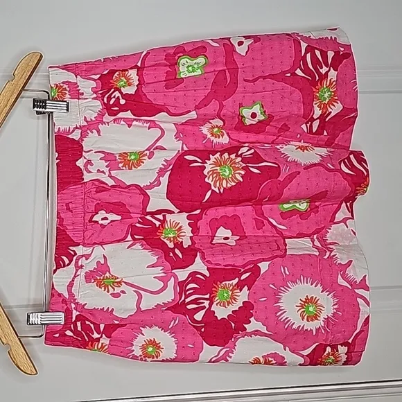 Lilly Pulitzer Whitley Hotty Pink Floral Mini Skirt - Size Medium