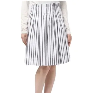 LN Kate Spade Broome Street Ink Blue &amp; White Striped Pleated Cotton Skirt - 10