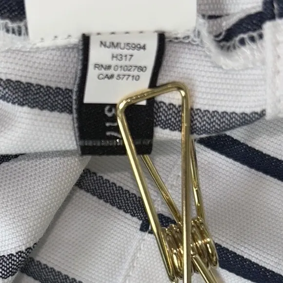 LN Kate Spade Broome Street Ink Blue &amp; White Striped Pleated Cotton Skirt - 10