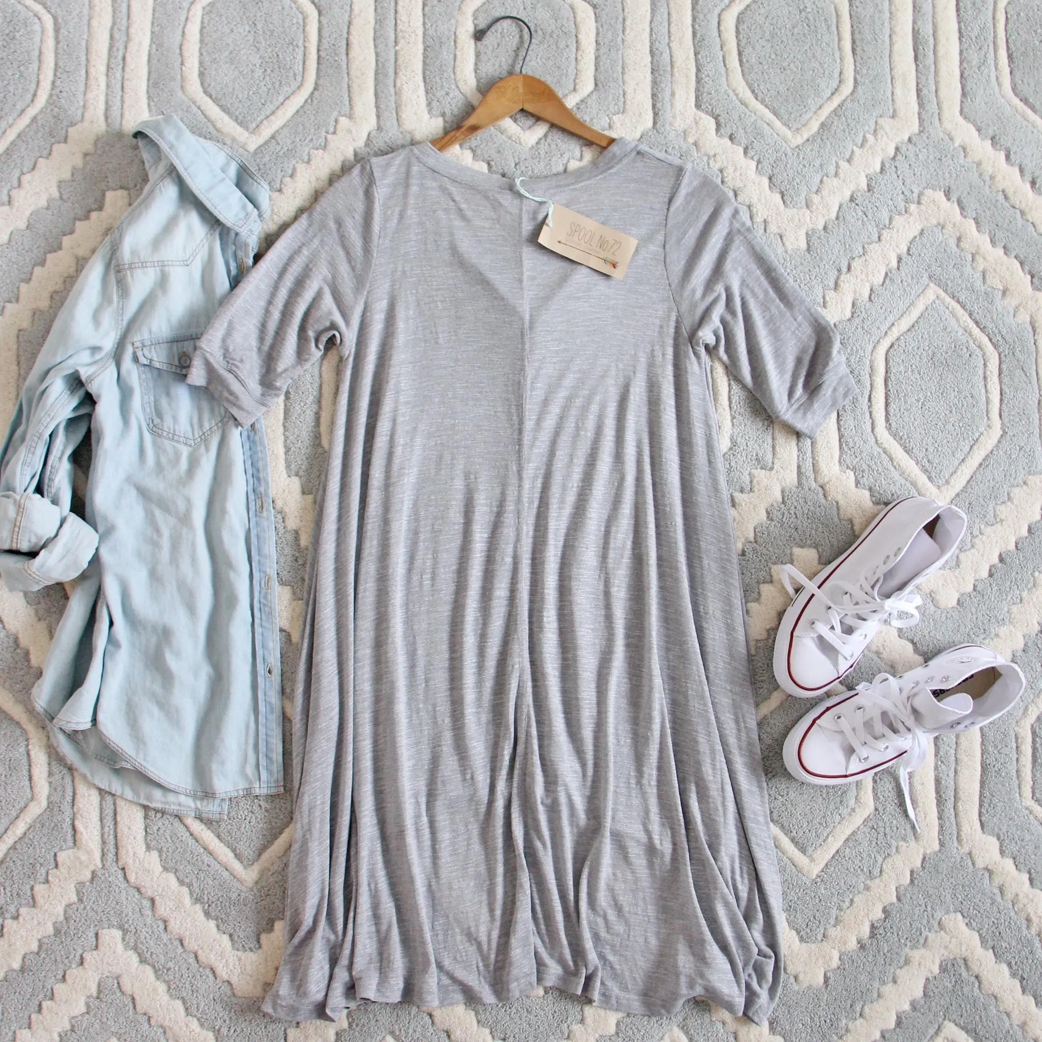 Lola T-Shirt Tunic Dress in Gray