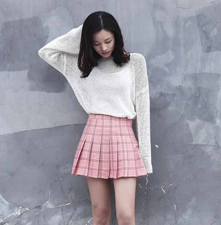 Lolita plaid pleated skirt yc20961