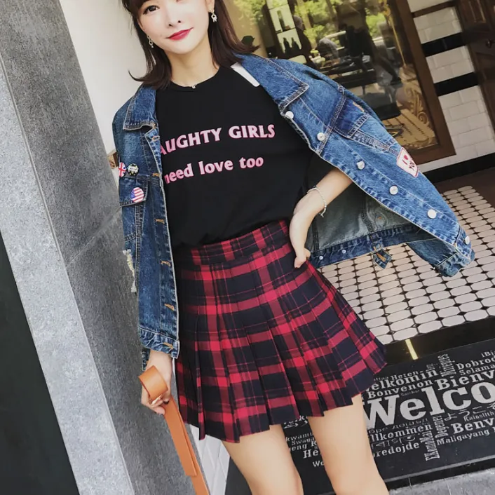 Lolita plaid pleated skirt yc20961